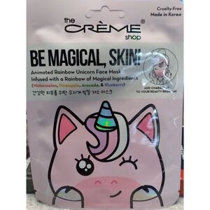 Set Of 3 The Creme Shop Be Magical, Skin! Animated Rainbow Unicorn‎ Face Mask